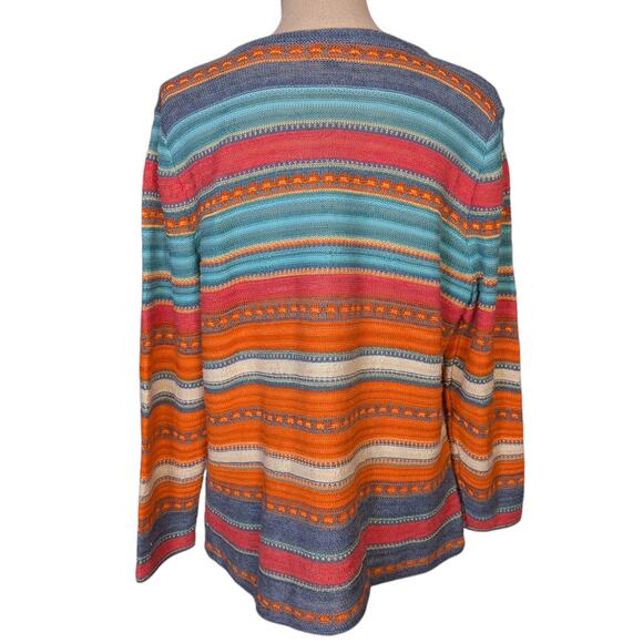 Ralph Lauren Cotton and Linen Striped Sweater Orange and Blue Size XL - Picture 2 of 9